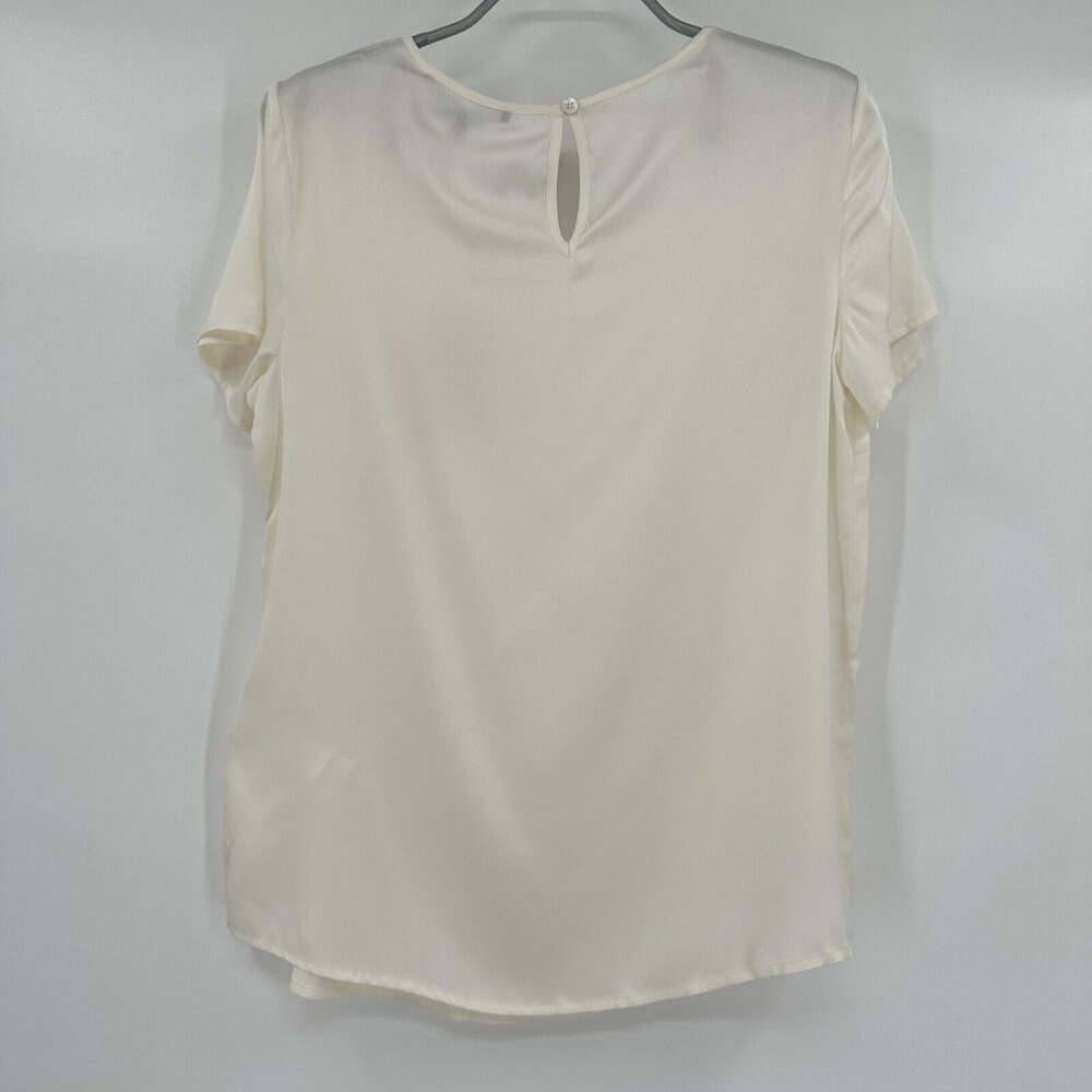 Quince Ivory-White Short Sleeve Silk Tee size XL - Picture 2 of 5